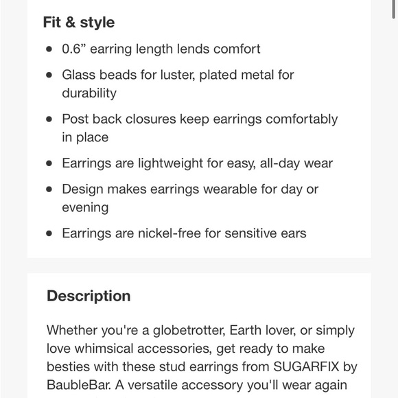 Sugarfix Baublebar Globetrotter Earth Planet Earrings NWT - Picture 4 of 6